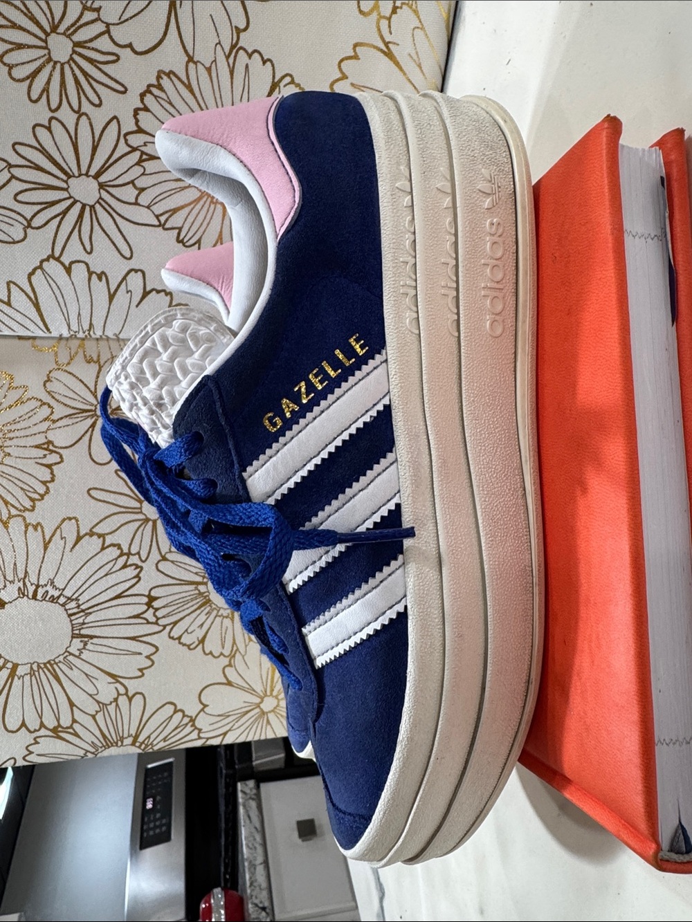 adidas Gazelle Women's Navy & Pink Suede Platform Sneaker